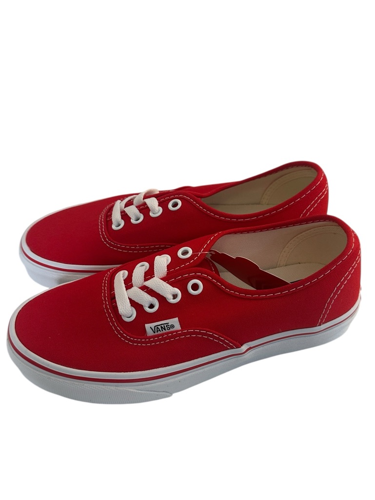Vans Classic Boy's Authentic Lace Up Canvas Shoes Red & White Size 4.0 New Box